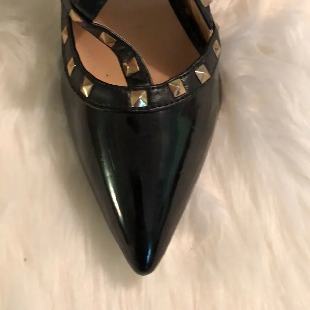 Jojo Cat Studded Glossy Black Stiletto Heels - Picture 4 of 14